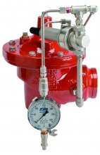 The Zurn Wilkins ZW205FPGASP (angle body with stainless pilotry) Valve